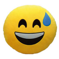 Whatsapp Dekokissen - Emoticon lacht mit Schweiß auf der Stirn U+1F613