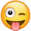 Verrückt Emoji streckt Zunge U+1F61C