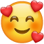 Gesicht mit drei Herzen Emoji U+1F970